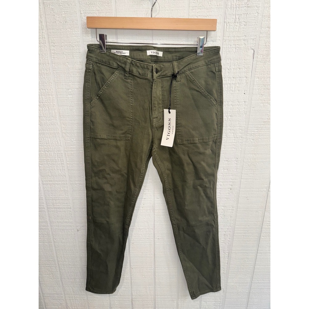 Vigoss Marley Mid Rise Skinny Pants Womens Olive Green Utility Cargo 30 NEW